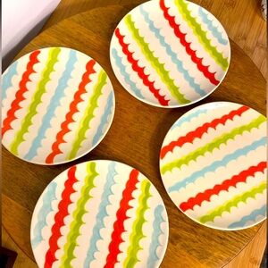 Four Crate & Barrel Dessert / Appetizer Plates